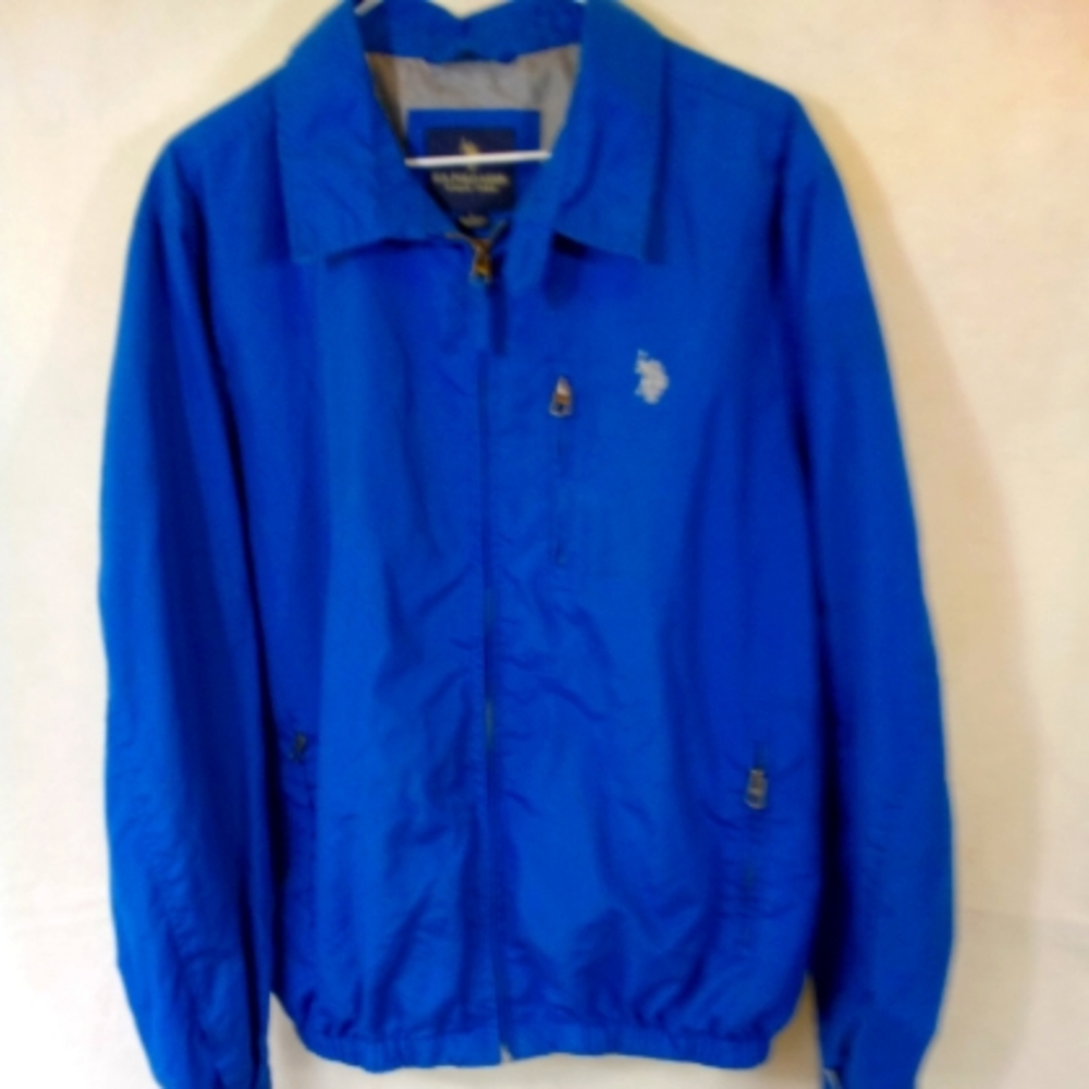 Mens US Polo Assn Blue L/S Zip Up Windbreaker Jacket L